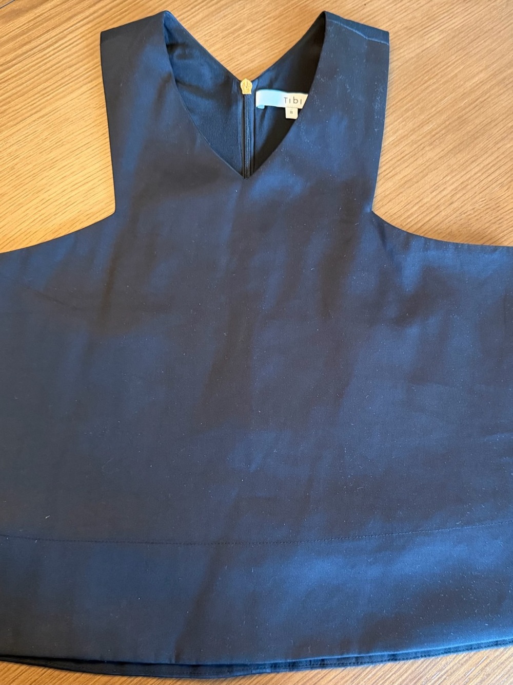 Tibi Black Cotton Poplin Sleeveless Crop Top